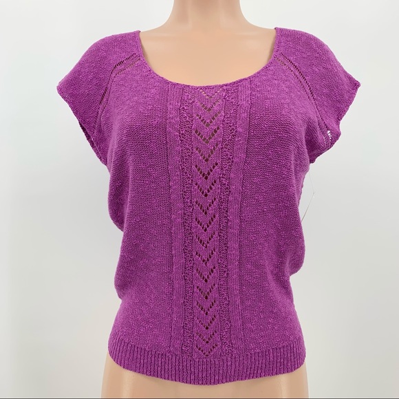 NWT Rubbish Open Knit Cap Sleeve Sweater - Picture 1 of 10